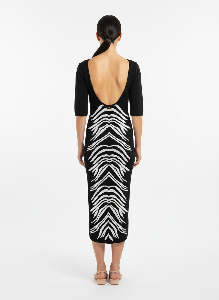 Vestido tricot preto bordado em branco - CARMEN STEFFENS | M