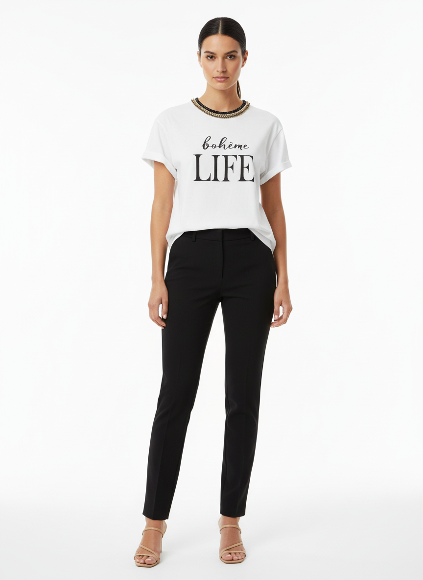 Blusa T-Shirt Bohême Life com Pedrarias - CAOS / 38