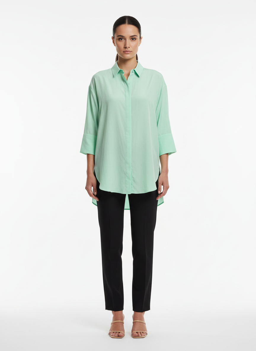 Blusa Camisa Oversized Verde Menta - ARAMODU / U
