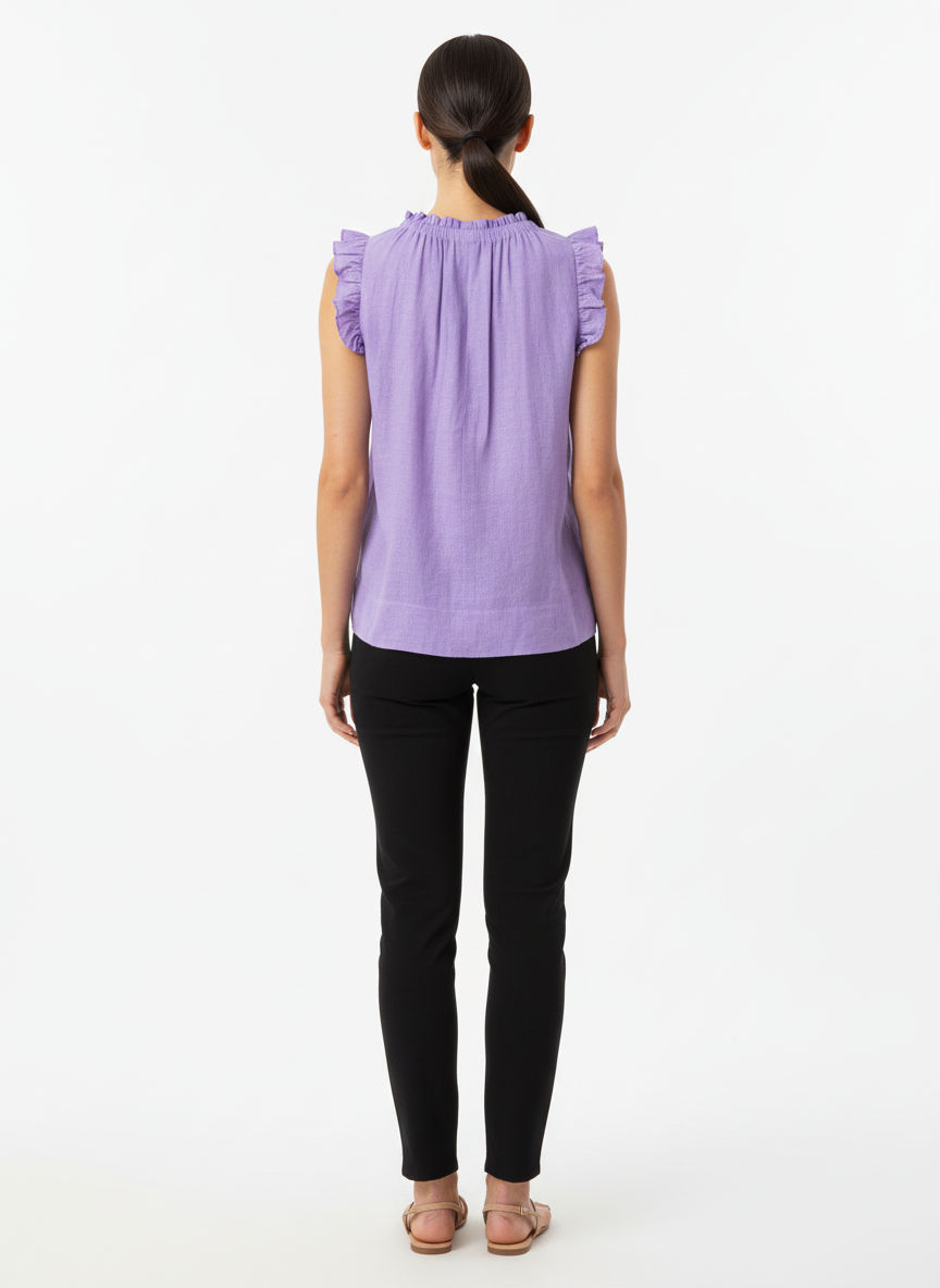 Blusa Ruffle Decote V Roxa - Skunk / 36