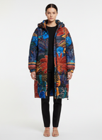 Casaco Puffer Midi Estampado Tropical - FARM / P