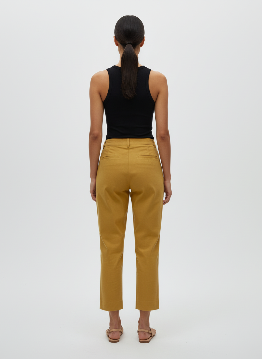 Calça Cropped Mostarda Social - OPEN