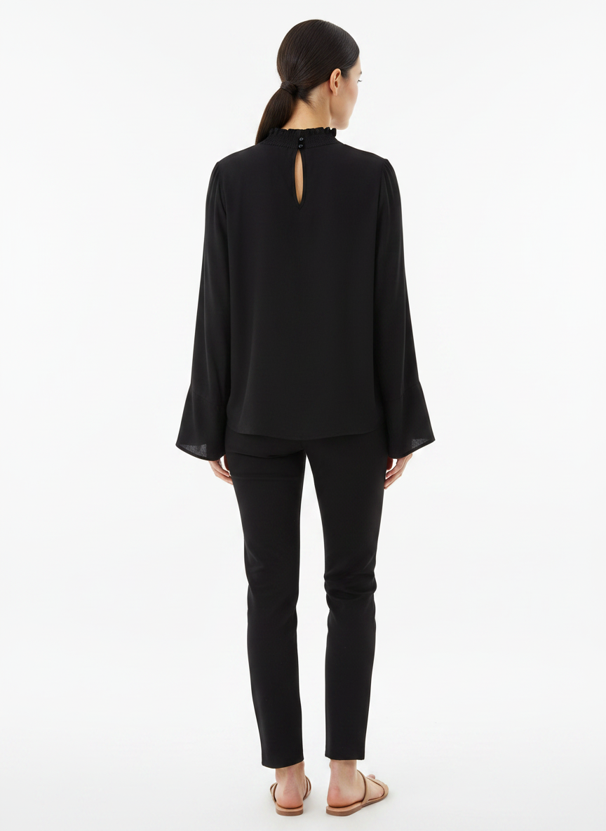 Blusa Fluida Gola Alta Franzida - FORUM / GG