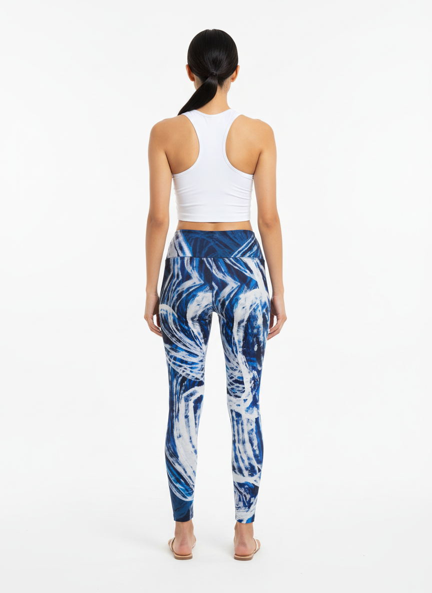 Calça legging esportiva estampada azul - CCM | P
