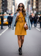 Vestido Faux Suede Mostarda com Cinto - INSP / G