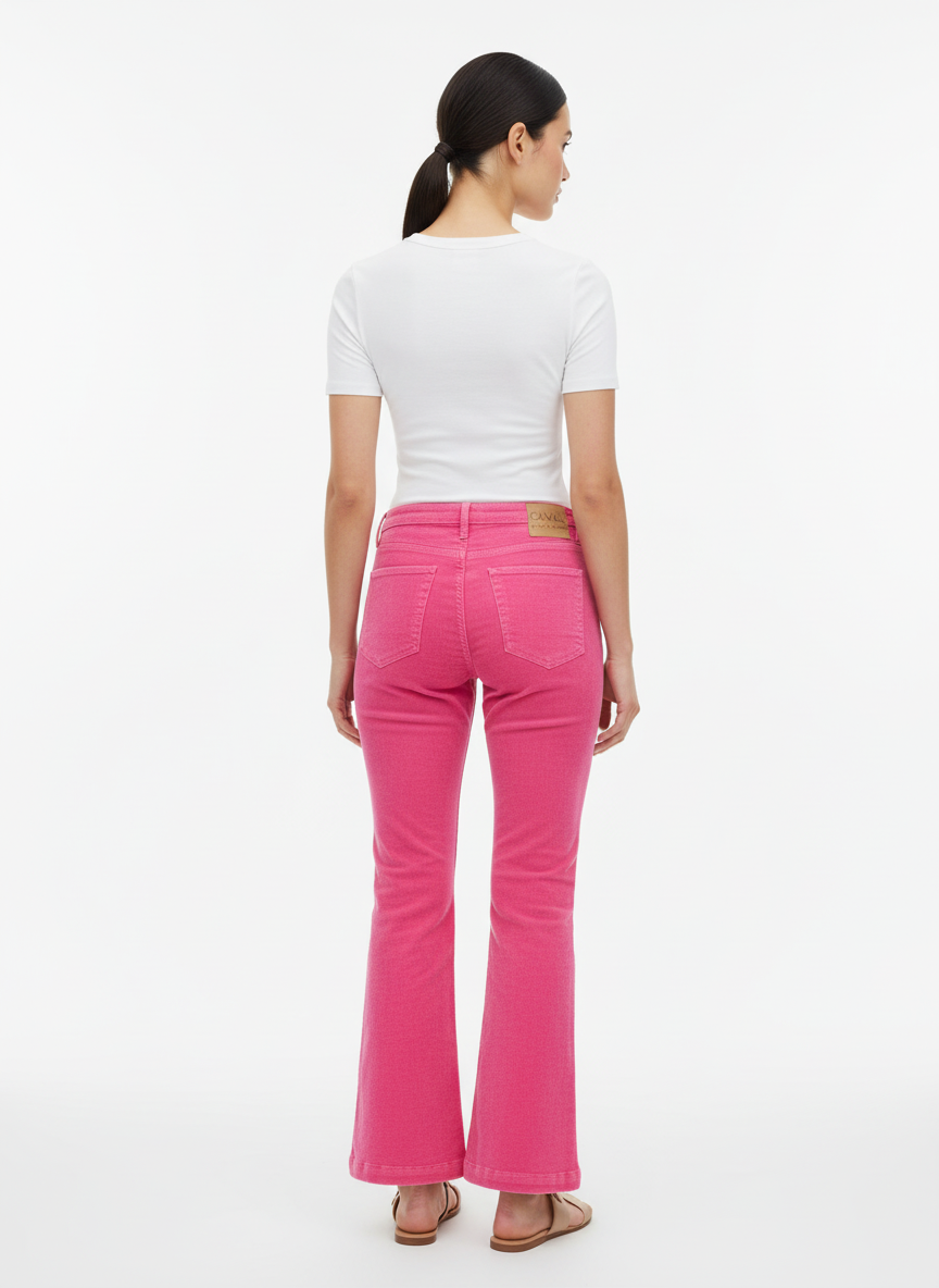 Calça Flare de Veludo Rosa - Canal/36