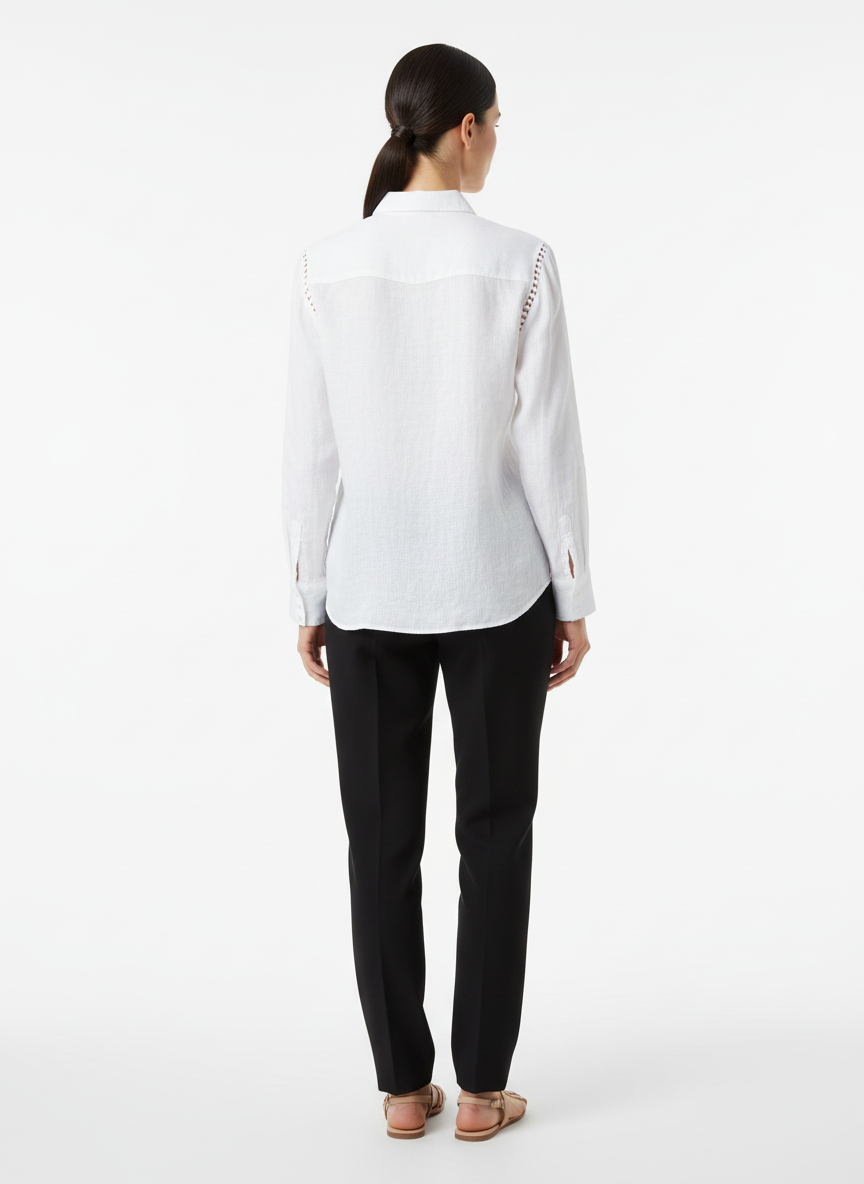 Blusa de Linho Branca com Detalhes Vazados - Corporeum / 40