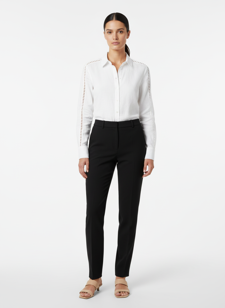 Blusa de Linho Branca com Detalhes Vazados - Corporeum / 40