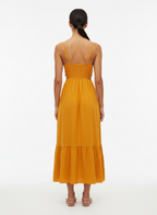 Vestido Midi Laranja com Decote
