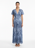 Vestido Longo Estampado Viscose Decote V - DRESS TO / G