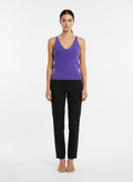 Regata tricot canelado decote v roxa - CASUALLI | P