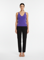 Regata tricot canelado decote v roxa - CASUALLI | P