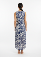 Vestido longo sem manga estampa gotas franzido laterais - LUCIDEZ | M