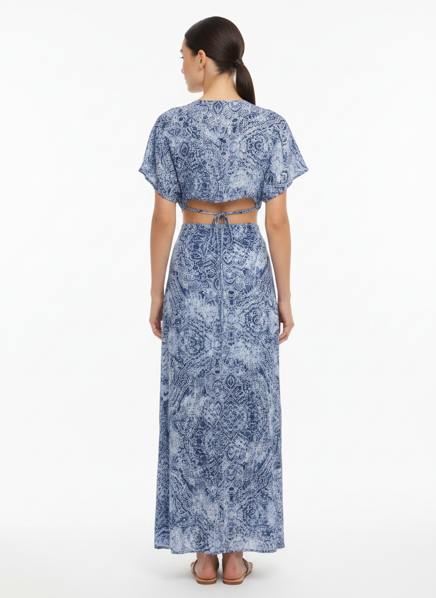 Vestido Longo Estampado Viscose Decote V - DRESS TO / G