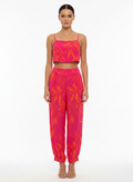 Conjunto Tropical Pantalona e Cropped Rosa Fúcsia - GATABAKANA / M