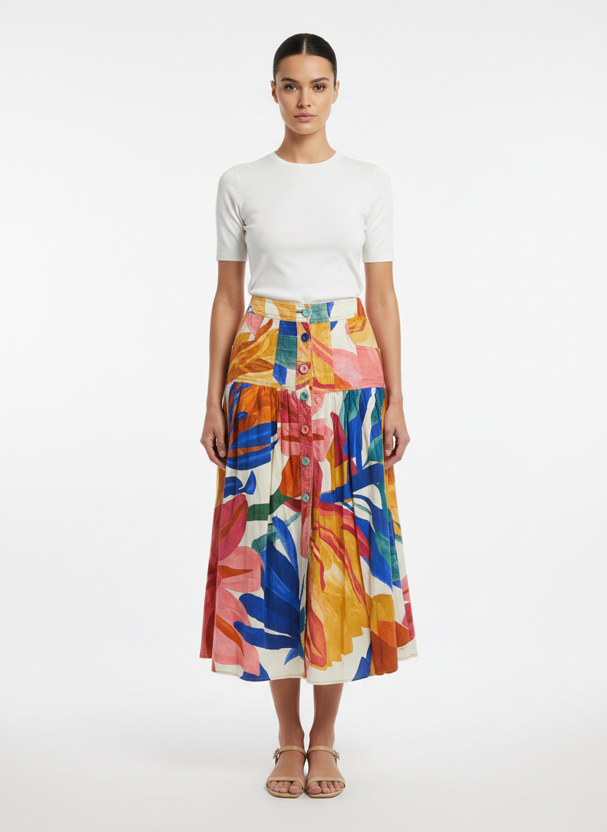 Saia Estampada Viscose - FARM / M