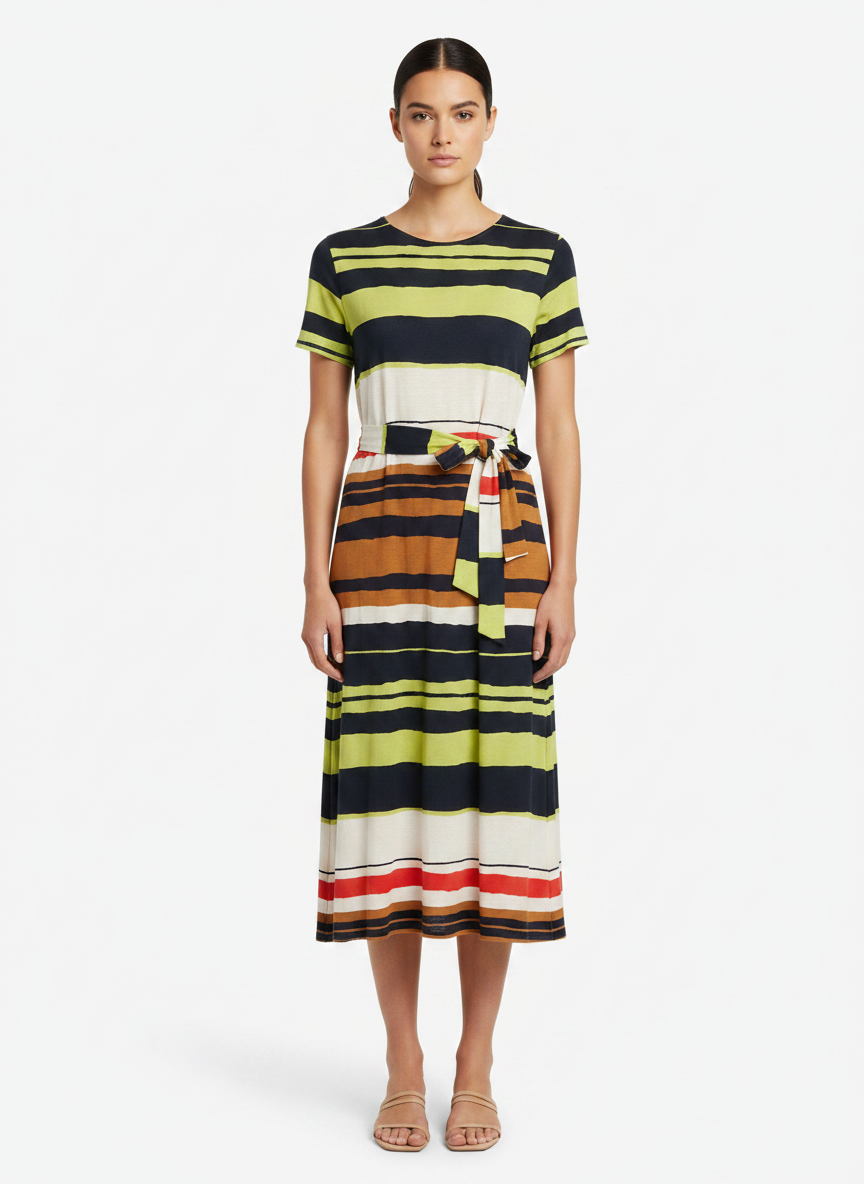 Vestido Midi Listrado Malha Confortável - Lenny Niemeyer / P
