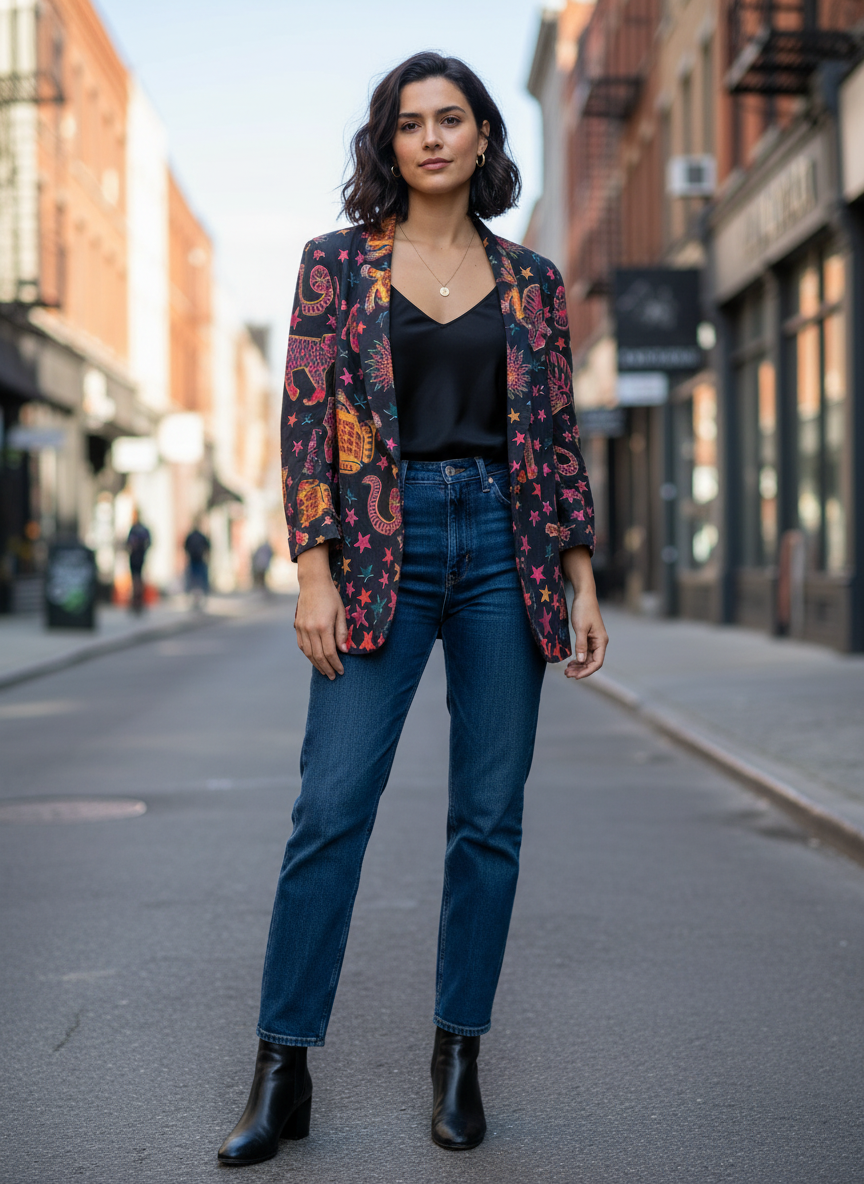 Blazer Estampado Étnico Manga Longa - FARM / P