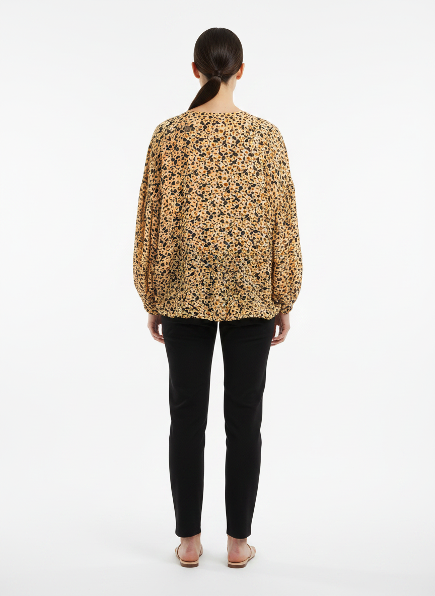 Blusa Estampada Decote V Manga Bufante - ANIMALE / 42