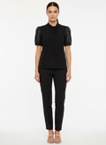 Blusa Malha e Couro Sintético - BORDA BARROCA / M