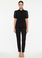 Blusa Malha e Couro Sintético - BORDA BARROCA / M