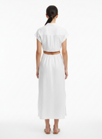 Vestido Midi Branco Recortes Gola Camisa - DRESS TO / M