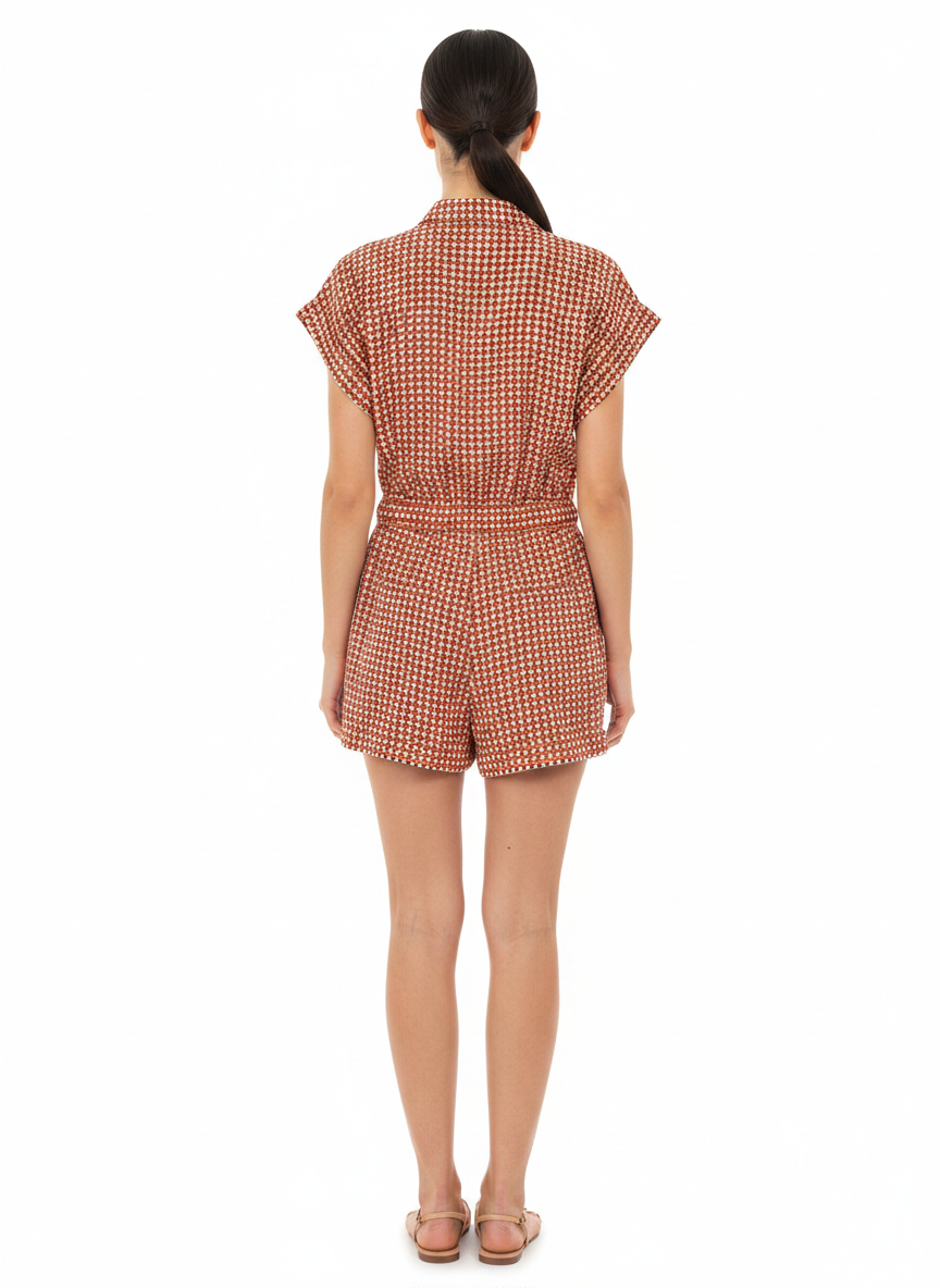 Macacão Curto Xadrez Viscose Feminino - Dress to / PP
