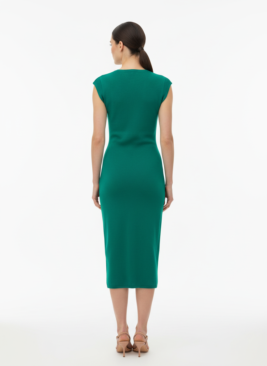Vestido Midi Gola V Verde - Caos/U