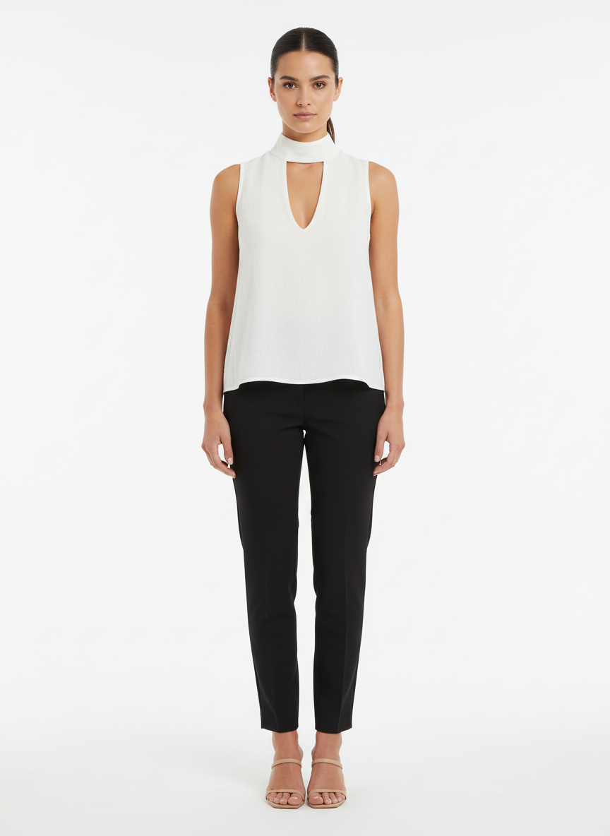 Blusa Gola Alta Vazada Texturizada - Skunk / 38