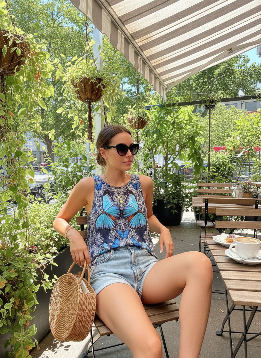 Blusa Regata Borboletas Estampada - FARM / M