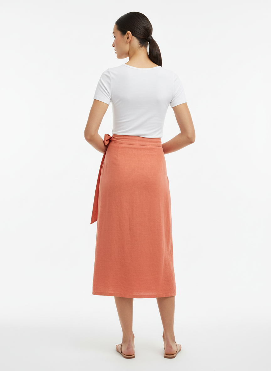 Saia Midi Envelope Terracota com Amarração - Farm / P