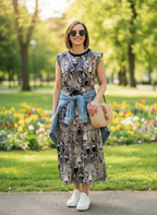 Vestido Midi Animal Print com Amarração - FARM / M