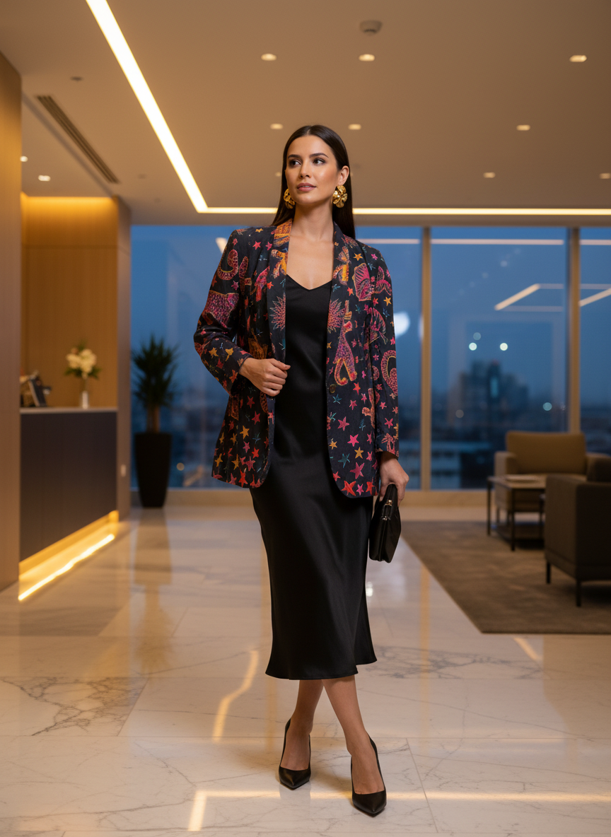 Blazer Estampado Étnico Manga Longa - FARM / P