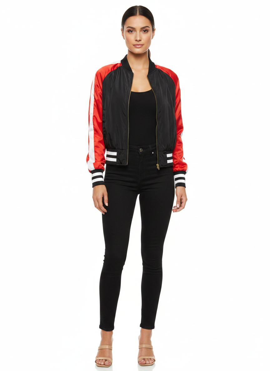 Jaqueta Bomber Color Block Nylon - LEAN.MODA / M