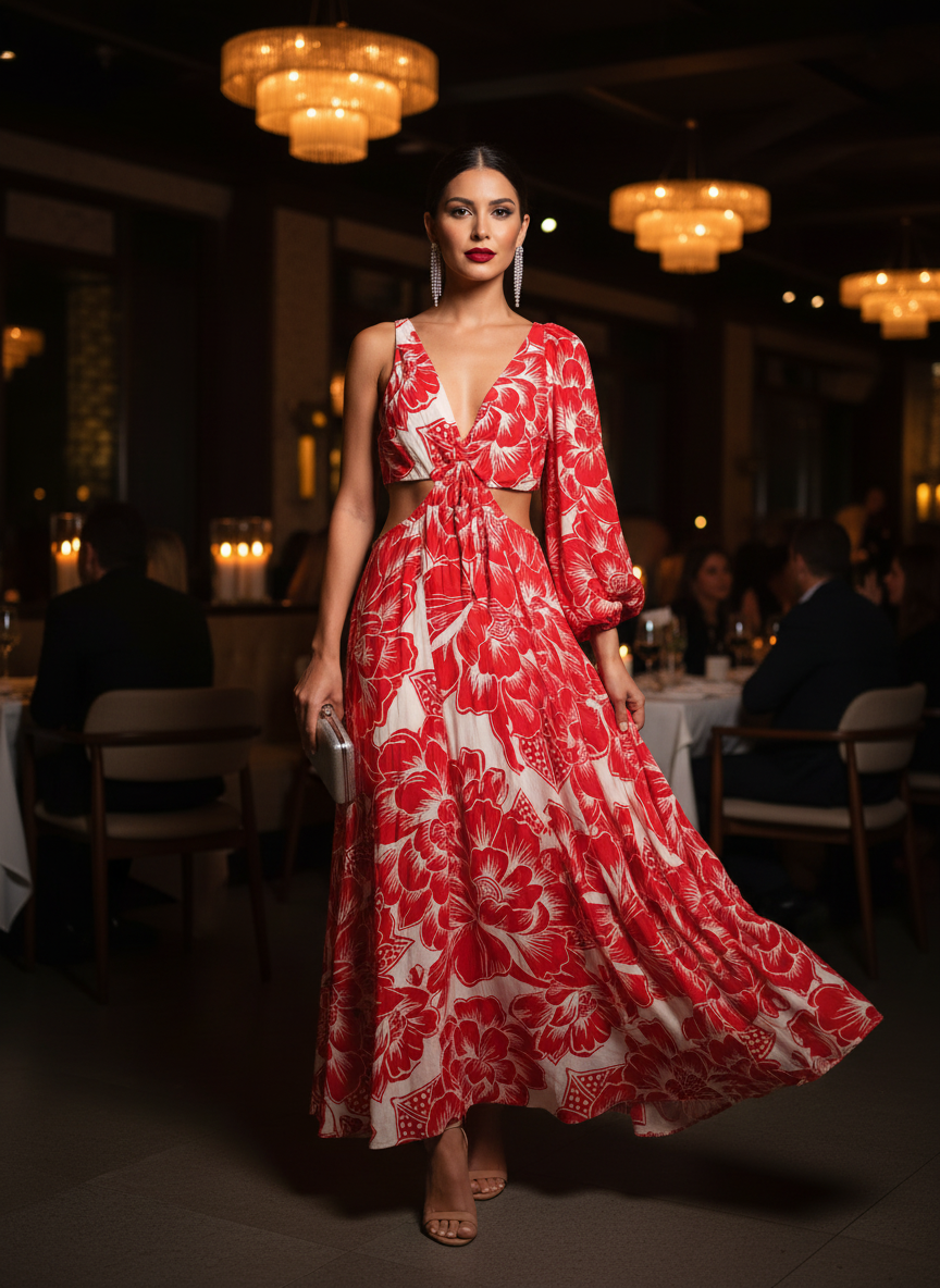 Vestido Floral Cut-Out Maxi - FARM / G