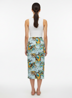 Saia Midi Estampada Tropical com Fenda Lateral - MORENA ROSA / G