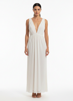 Vestido Maxi Plissado Decote V Fluido - DRESS TO / P