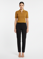 Blusa tricot gola polo com zíper verde musgo - CORTELLE | P