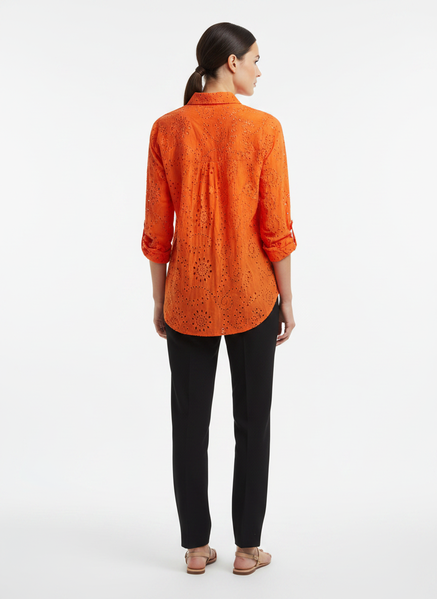 Camisa Broderie Anglaise Laranja - ESPAÇO LOVE / M