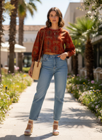 Blusa Estampada Cropped Boho - FARM / M