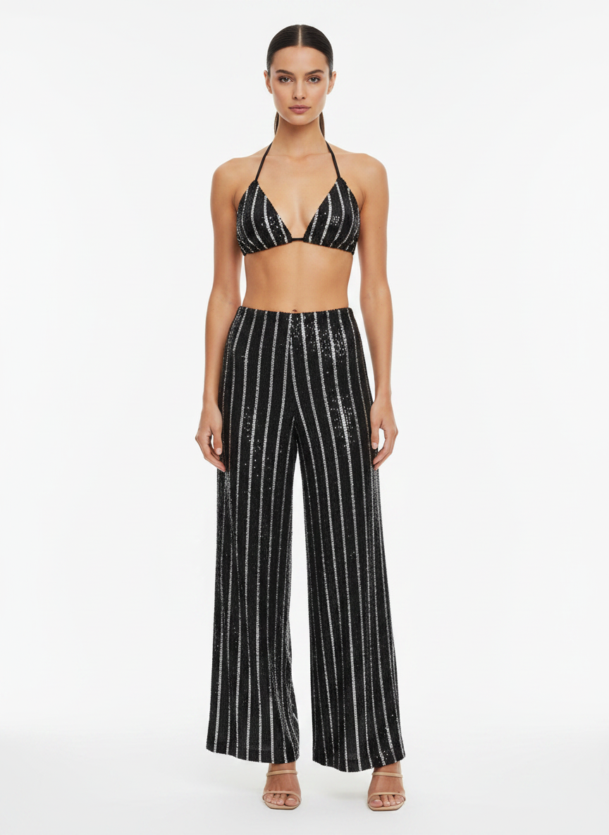 Conjunto Glamour Paetê Listrado - Sem marca / M