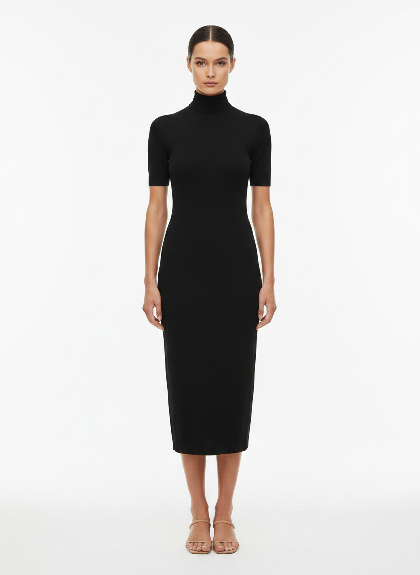 Vestido Midi Malha Gola Alta - UNDERFLOOR / M