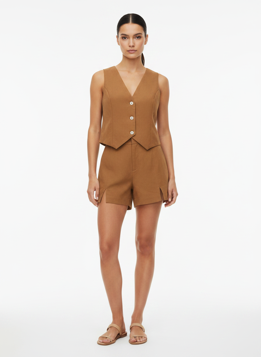 Conjunto Colete Shorts Linho - CANTÃO / M