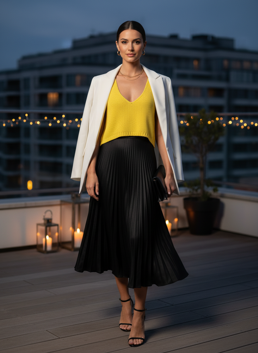 Blusa Tricô Amarelo V-Neck Cropped - DRESS TO / P