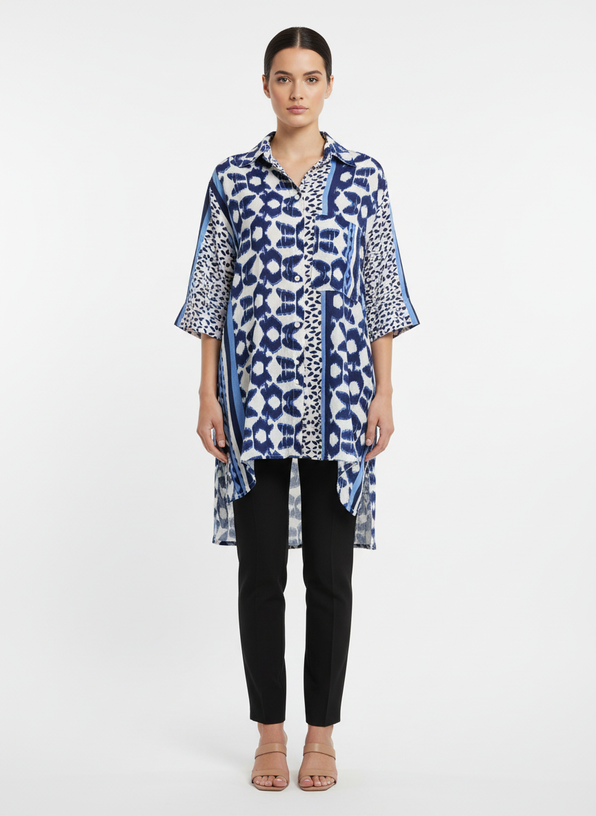 Camisa manga longa tricoline borboleta fly estampada - BORDA BARROCA | 36