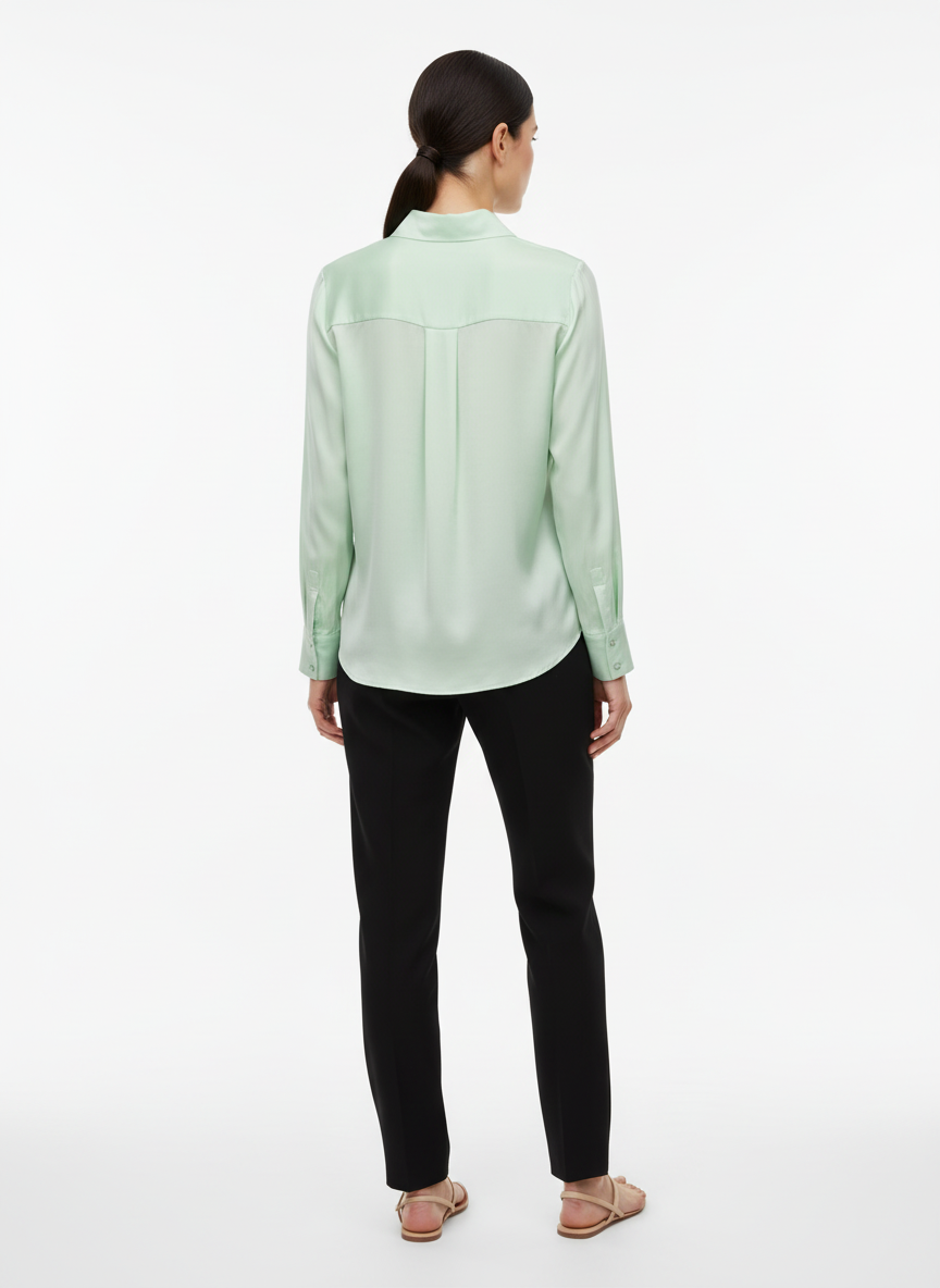 Blusa Cetim Manga Longa Verde Menta - ANIMALE / 38