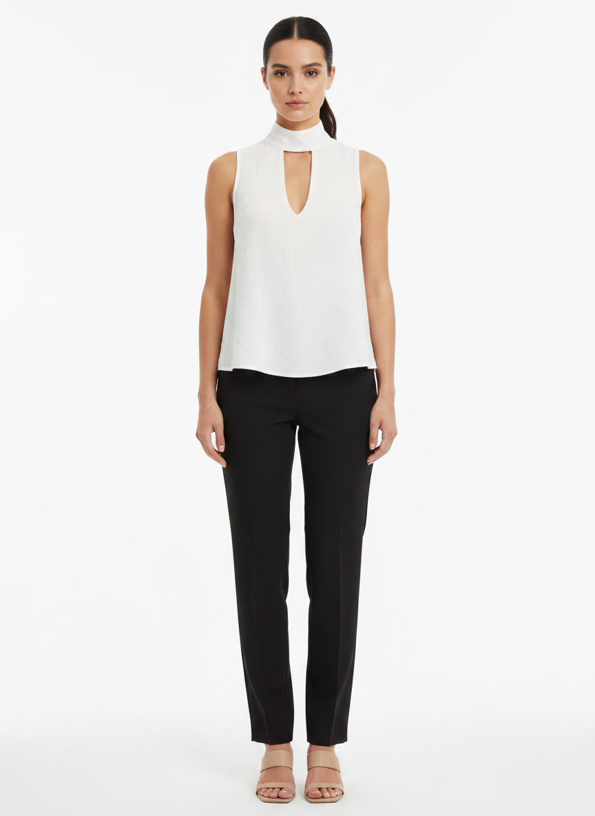 Blusa Regata Gola Alta Cutout Texturizada - Skunk / 38