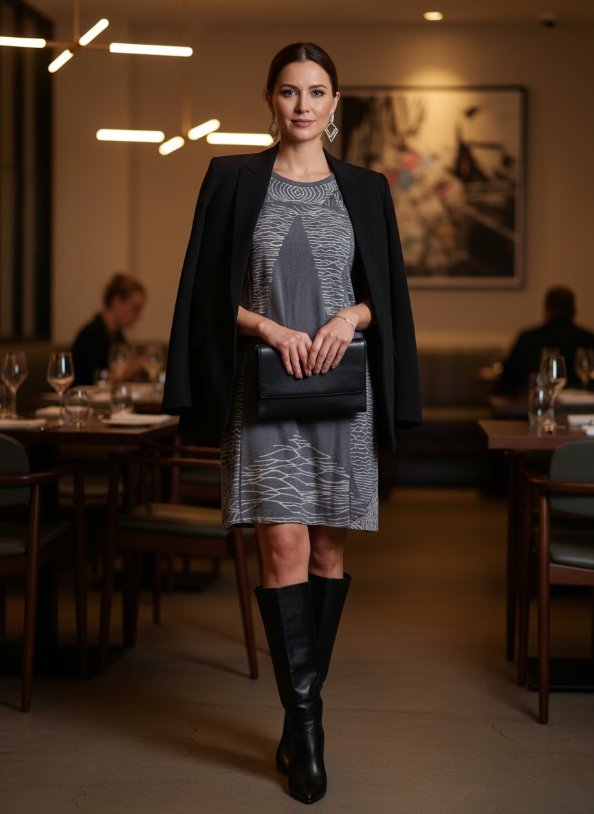 Vestido Curto de Malha com Estampa Abstrata - DRESS TO / P