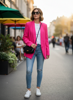 Blazer Rosa Pink Linho Unstructured - ELLUS / P