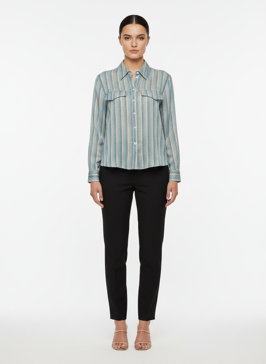 Blusa Listrada Viscose - SKUNK / 40